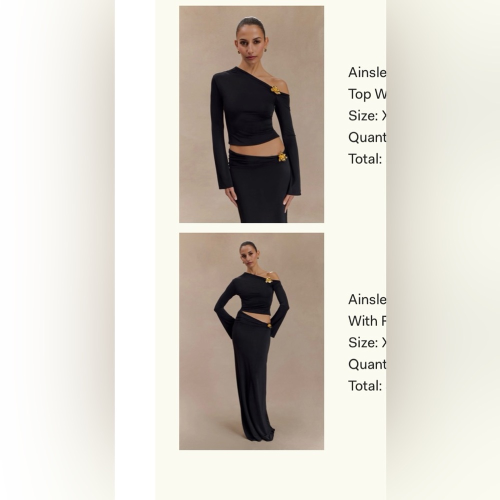 Ainsley Black Asymmetrical Dress with Floral Hardware (MESHKI)